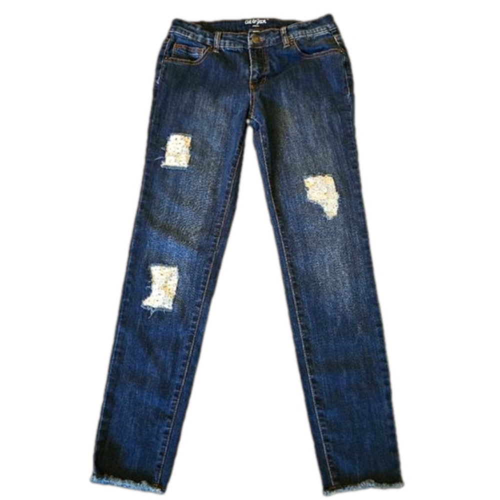 6/$20 Cat & Jack High-Rise Distressed With Lace Skinny Jeans Size 14 (Girl)